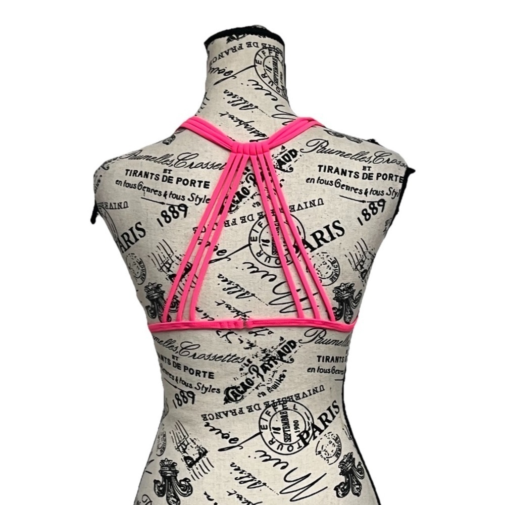 Vintage No Boundaries Pink Triangle Swim Top Beach Boho Y2k Retro L 11/13 - Picture 4 of 9